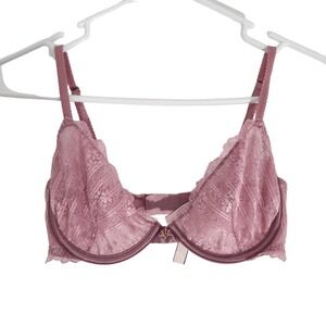 Victoria's Secret Unlined Demi Bra Pink Lace Bra 32D